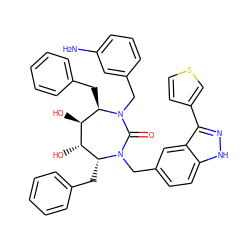 Nc1cccc(CN2C(=O)N(Cc3ccc4[nH]nc(-c5ccsc5)c4c3)[C@H](Cc3ccccc3)[C@H](O)[C@@H](O)[C@H]2Cc2ccccc2)c1 ZINC000026944149