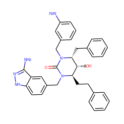 Nc1cccc(CN2C(=O)N(Cc3ccc4[nH]nc(N)c4c3)[C@H](CCc3ccccc3)[C@@H](O)[C@H]2Cc2ccccc2)c1 ZINC000014943325