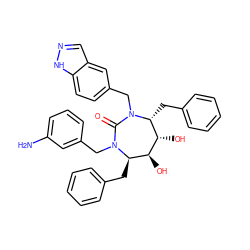 Nc1cccc(CN2C(=O)N(Cc3ccc4[nH]ncc4c3)[C@H](Cc3ccccc3)[C@H](O)[C@@H](O)[C@H]2Cc2ccccc2)c1 ZINC000003935759