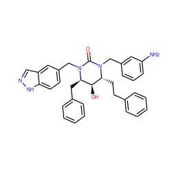 Nc1cccc(CN2C(=O)N(Cc3ccc4[nH]ncc4c3)[C@H](Cc3ccccc3)[C@H](O)[C@H]2CCc2ccccc2)c1 ZINC000014943321