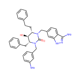 Nc1cccc(CN2C(=O)N(Cc3ccc4c(N)n[nH]c4c3)[C@@H](CCc3ccccc3)[C@H](O)[C@H]2Cc2ccccc2)c1 ZINC000169300876