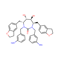 Nc1cccc(CN2C(=O)N(Cc3cccc(N)c3)[C@H](Cc3ccc4c(c3)CCO4)[C@H](O)[C@@H](O)[C@H]2Cc2ccc3c(c2)CCO3)c1 ZINC000014945752