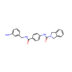 Nc1cccc(CNC(=O)c2ccc(NC(=O)N3Cc4ccccc4C3)cc2)c1 ZINC000166848888