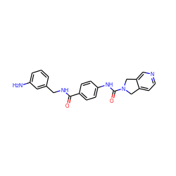 Nc1cccc(CNC(=O)c2ccc(NC(=O)N3Cc4ccncc4C3)cc2)c1 ZINC000166191644