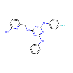 Nc1cccc(CNc2nc(Nc3ccccc3)nc(Nc3ccc(F)cc3)n2)n1 ZINC000117543134