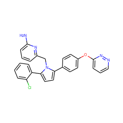 Nc1cccc(Cn2c(-c3ccc(Oc4cccnn4)cc3)ccc2-c2ccccc2Cl)n1 ZINC000038254821