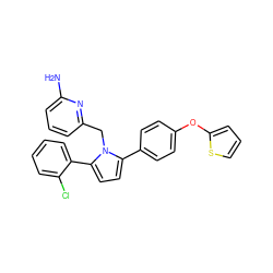 Nc1cccc(Cn2c(-c3ccc(Oc4cccs4)cc3)ccc2-c2ccccc2Cl)n1 ZINC000049069282