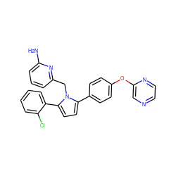 Nc1cccc(Cn2c(-c3ccc(Oc4cnccn4)cc3)ccc2-c2ccccc2Cl)n1 ZINC000049069211