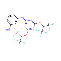 Nc1cccc(Nc2nc(OC(C(F)(F)F)C(F)(F)F)nc(OC(C(F)(F)F)C(F)(F)F)n2)c1 ZINC000008681156