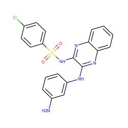 Nc1cccc(Nc2nc3ccccc3nc2NS(=O)(=O)c2ccc(Cl)cc2)c1 ZINC000003104100