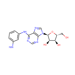 Nc1cccc(Nc2ncnc3c2ncn3[C@H]2O[C@H](CO)[C@@H](O)[C@H]2O)c1 ZINC000049015501