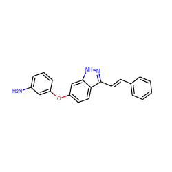 Nc1cccc(Oc2ccc3c(/C=C/c4ccccc4)n[nH]c3c2)c1 ZINC000166860141