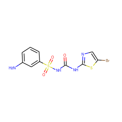 Nc1cccc(S(=O)(=O)NC(=O)Nc2ncc(Br)s2)c1 ZINC000045349091