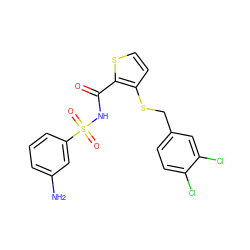 Nc1cccc(S(=O)(=O)NC(=O)c2sccc2SCc2ccc(Cl)c(Cl)c2)c1 ZINC000073129873