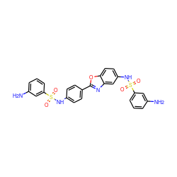 Nc1cccc(S(=O)(=O)Nc2ccc(-c3nc4cc(NS(=O)(=O)c5cccc(N)c5)ccc4o3)cc2)c1 ZINC001772639278