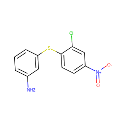 Nc1cccc(Sc2ccc([N+](=O)[O-])cc2Cl)c1 ZINC000299828026