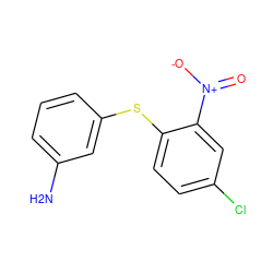 Nc1cccc(Sc2ccc(Cl)cc2[N+](=O)[O-])c1 ZINC000034488615