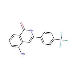 Nc1cccc2c(=O)[nH]c(-c3ccc(C(F)(F)F)cc3)cc12 ZINC000096282485