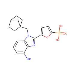 Nc1cccc2c1nc(-c1ccc(P(=O)(O)O)o1)n2CC12CCC(CC1)C2 ZINC000045285713