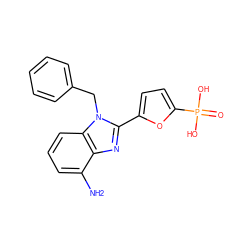 Nc1cccc2c1nc(-c1ccc(P(=O)(O)O)o1)n2Cc1ccccc1 ZINC000045317296