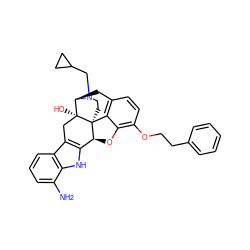 Nc1cccc2c3c([nH]c12)[C@@H]1Oc2c(OCCc4ccccc4)ccc4c2[C@@]12CCN(CC1CC1)[C@H](C4)[C@]2(O)C3 ZINC000095578268