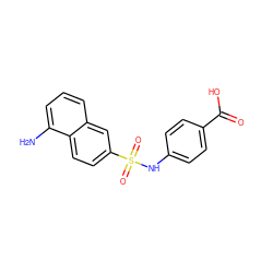 Nc1cccc2cc(S(=O)(=O)Nc3ccc(C(=O)O)cc3)ccc12 ZINC000001669798