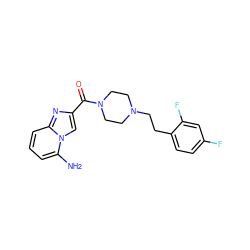 Nc1cccc2nc(C(=O)N3CCN(CCc4ccc(F)cc4F)CC3)cn12 ZINC000073297248