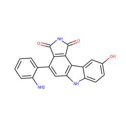 Nc1ccccc1-c1cc2[nH]c3ccc(O)cc3c2c2c1C(=O)NC2=O ZINC000034804208