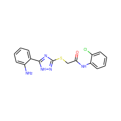 Nc1ccccc1-c1nc(SCC(=O)Nc2ccccc2Cl)n[nH]1 ZINC000653831306