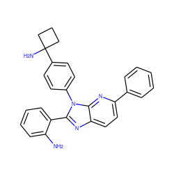 Nc1ccccc1-c1nc2ccc(-c3ccccc3)nc2n1-c1ccc(C2(N)CCC2)cc1 ZINC000169705889