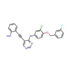 Nc1ccccc1C#Cc1cncnc1Nc1ccc(OCc2cccc(F)c2)c(Cl)c1 ZINC000034799973