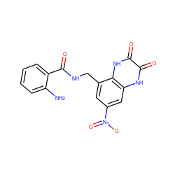 Nc1ccccc1C(=O)NCc1cc([N+](=O)[O-])cc2[nH]c(=O)c(=O)[nH]c12 ZINC000027554864