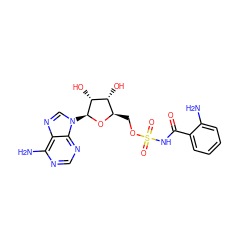 Nc1ccccc1C(=O)NS(=O)(=O)OC[C@H]1O[C@@H](n2cnc3c(N)ncnc32)[C@H](O)[C@@H]1O ZINC000028567172