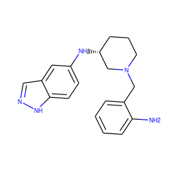 Nc1ccccc1CN1CCC[C@@H](Nc2ccc3[nH]ncc3c2)C1 ZINC000028639498