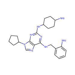 Nc1ccccc1CNc1nc(NC2CCC(N)CC2)nc2c1ncn2C1CCCC1 ZINC000096273133