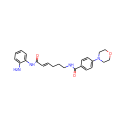 Nc1ccccc1NC(=O)/C=C/CCCNC(=O)c1ccc(N2CCOCC2)cc1 ZINC000117587222