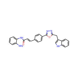 Nc1ccccc1NC(=O)/C=C/c1ccc(-c2nnc(Cc3c[nH]c4ccccc34)o2)cc1 ZINC000299833953