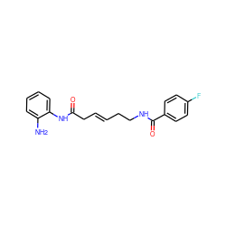 Nc1ccccc1NC(=O)C/C=C/CCNC(=O)c1ccc(F)cc1 ZINC000117588633