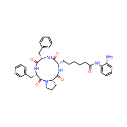 Nc1ccccc1NC(=O)CCCCC[C@@H]1NC(=O)[C@@H]2CCCN2C(=O)[C@H](Cc2ccccc2)NC(=O)[C@H](Cc2ccccc2)NC1=O ZINC000096307594