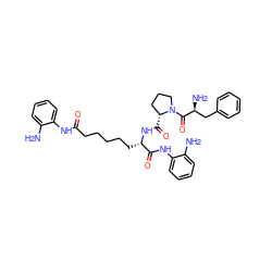 Nc1ccccc1NC(=O)CCCCC[C@H](NC(=O)[C@@H]1CCCN1C(=O)[C@@H](N)Cc1ccccc1)C(=O)Nc1ccccc1N ZINC000070631555