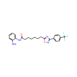 Nc1ccccc1NC(=O)CCCCCCc1nc(-c2ccc(C(F)(F)F)cc2)no1 ZINC000138073166