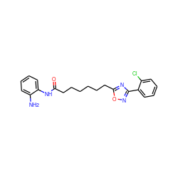 Nc1ccccc1NC(=O)CCCCCCc1nc(-c2ccccc2Cl)no1 ZINC000138073400