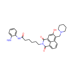 Nc1ccccc1NC(=O)CCCCCN1C(=O)c2cccc3c(CN4CCCCC4)c(O)cc(c23)C1=O ZINC000026729794