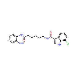 Nc1ccccc1NC(=O)CCCCCNC(=O)c1c[nH]c2c(Cl)cccc12 ZINC000117585562