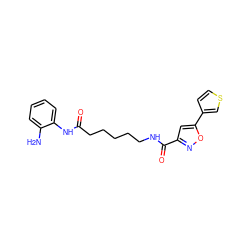 Nc1ccccc1NC(=O)CCCCCNC(=O)c1cc(-c2ccsc2)on1 ZINC000117585710