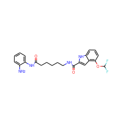 Nc1ccccc1NC(=O)CCCCCNC(=O)c1cc2c(OC(F)F)cccc2[nH]1 ZINC000117590314