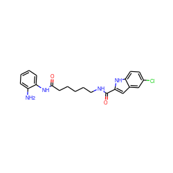 Nc1ccccc1NC(=O)CCCCCNC(=O)c1cc2cc(Cl)ccc2[nH]1 ZINC000117586075