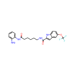 Nc1ccccc1NC(=O)CCCCCNC(=O)c1cc2cc(OC(F)(F)F)ccc2[nH]1 ZINC000117584921