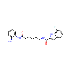 Nc1ccccc1NC(=O)CCCCCNC(=O)c1cc2cccc(F)c2[nH]1 ZINC000117587429