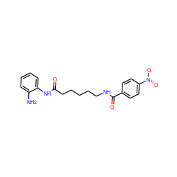 Nc1ccccc1NC(=O)CCCCCNC(=O)c1ccc([N+](=O)[O-])cc1 ZINC000117589032